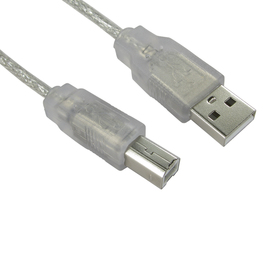 1.8m USB 2.0 Type A (M) to Type B (M) Data Cable - Clear