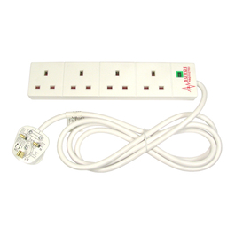 2m Surge Protected UK Power Extension - 4 Ports