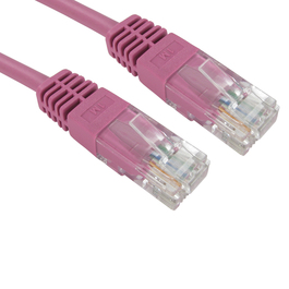 0.25m Cat5e Full Copper UTP 26awg RJ45 Ethernet Cable (Pink)