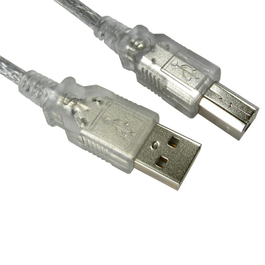 2m USB 2.0 Type A (M) to Type B (M) Data Cable - Clear