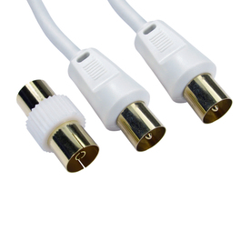 1m TV Cable with Female Coupler - White