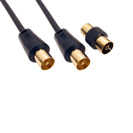 1.8m TV Cable with Female Coupler - Black
