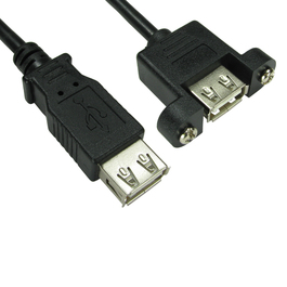 2m USB 2.0 Type A (M) to Type B (F) Panel Mount Cable