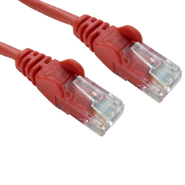 0.25m Cat5e Snagless CCA UTP 26awg RJ45 Ethernet Cable (Red)